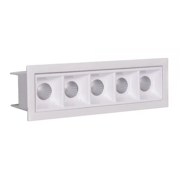 Downlight SPOT LED Embutir 10W Linear 5 Pontos Branca Branco Quente 2700K B06021 - Brilia