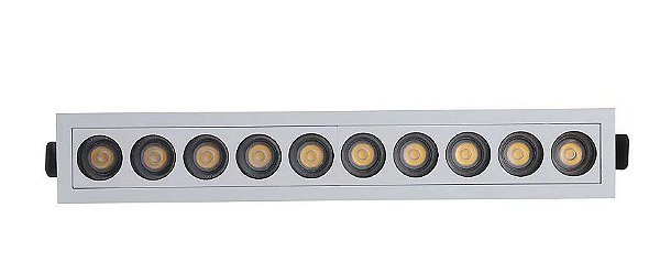 Downlight SPOT LED Embutir 20W Linear 10 Pontos Branco Branco Quente 3000K - RL