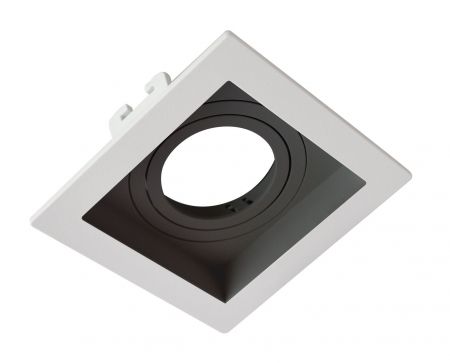 Spot Embutido P/ 1x AR111 Quadrado Recuado De ABS Branco e Preto - Moon