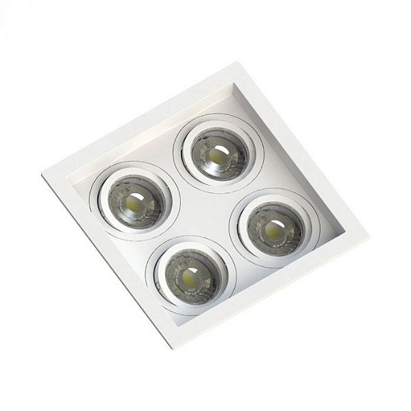 SPOT Embutido P/ 4x MR16 Dicroica Quadrado Recuado De ABS Branco 175X175X35MM SE-330.2895 - Save Energy