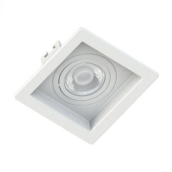 SPOT Embutido P/ 1x Mr16 Dicroica Quadrado Recuado De ABS Branco 102x102x42mm - Galaxy