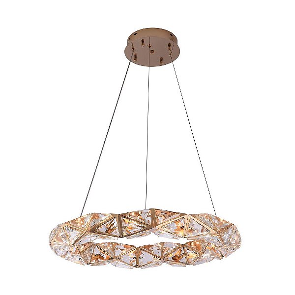 Pendente Led Kazy 53cm 24w Branco Quente 3000k Ouro Brilho - Nordecor