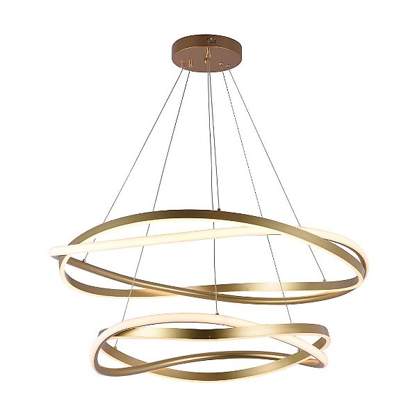 Pendente Led Euni Odi 60/80cm 135w Branco Quente 3000k Dourado Fosco - Nordecor