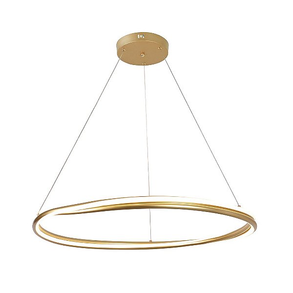 Pendente LED Euni 80cm 75W Branco Quente 3000K Dourado Fosco - Nordecor
