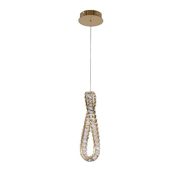 Pendente LED Cristal Lezie In Com 45cm 33W Branco Quente 3000K Ouro Brilho - Nordecor