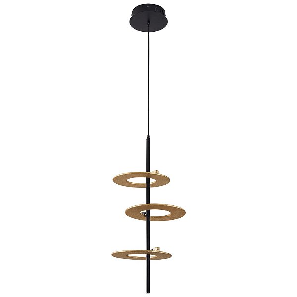 Pendente Led Kote 3 Mod 30W Branco Quente 3000K Preto /Dourado Texturizado - Nordecor