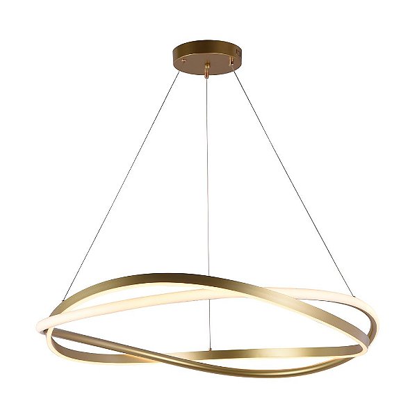Pendente Led Euni Odi 80cm 77w Branco Quente 3000k Dourado Fosco - Nordecor