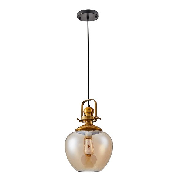 Pendente Tion Ape E27 Ouro Fosco Preto e Âmbar - Nordecor