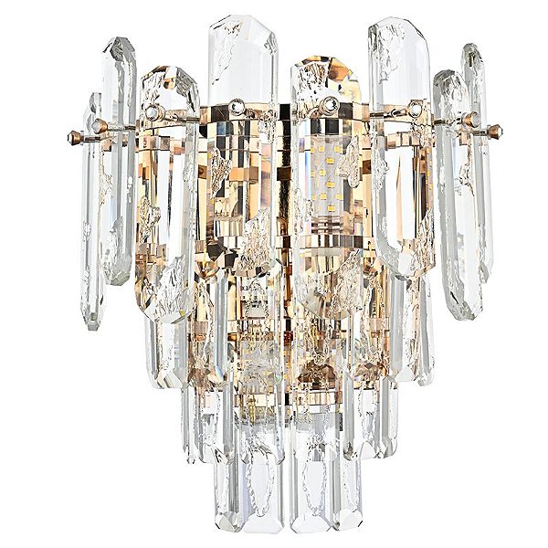 Arandela Cristal Koine 2x E14 Ouro Brilho - Nordecor