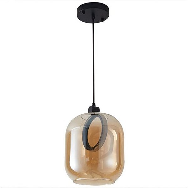 Pendente Led Ruzo 7W Branco Quente 3000K Âmbar/Preto - Nordecor