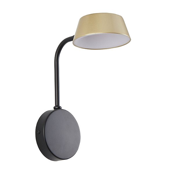 Arandela LED Zavi 7W Branco Quente 3000K Ouro Fosco e Preto - Nordecor