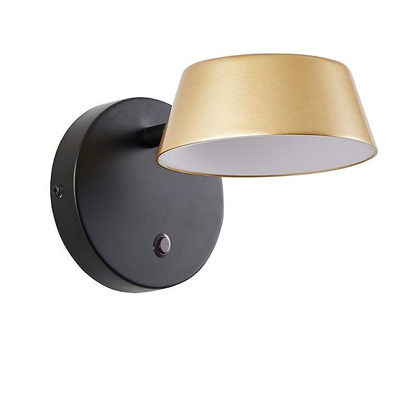 Arandela LED Zavi On 7W Branco Quente 3000K Ouro Fosco e Preto - Nordecor