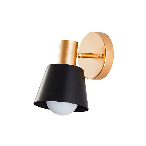 Arandela Petti On E27 14cm Dourado Fosco e Preto - Nordecor