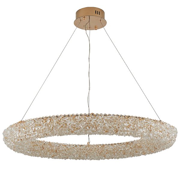Pendente Led Jou Cir 80cm 60W Branco Quente 3000K Dourado Brilho - Nordecor