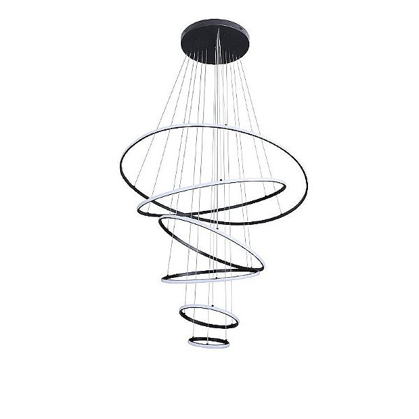 Pendente LED Inverse 20/30/50/60/80/100 cm 156W Branco Quente 3000K Preto - Nordecor