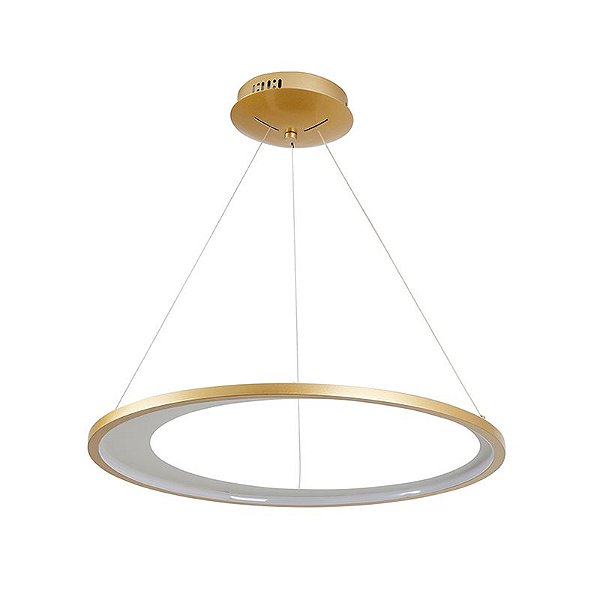 Pendente Led Zahal 62cm 39w Branco Quente 3000k Dourado Fosco - Nordecor
