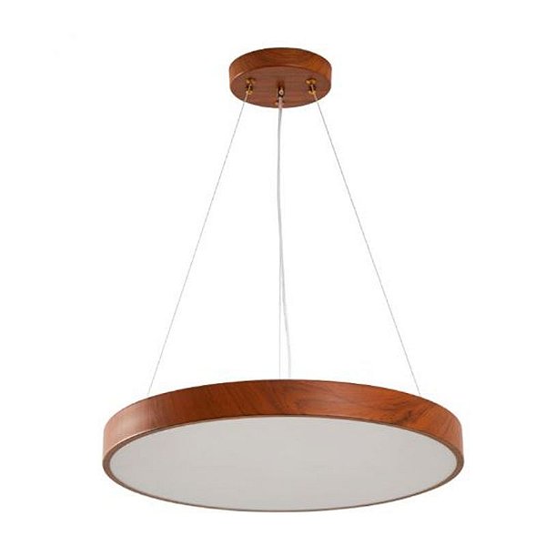 Pendente Led Oris 60cm 36W Branco Quente 3000K Imbuia - Nordecor