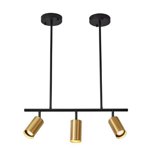 Pendente Kalla 3xGU10 Dourado e Preto - Nordecor