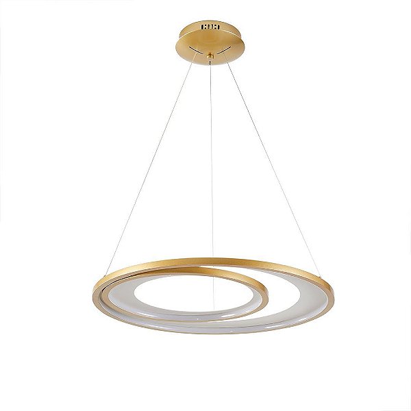 Pendente Led Zahal 2 mod. 54w Branco Quente 3000k Dourado Fosco - Nordecor