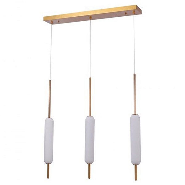 Pendente Led Zefi Tri 36W Branco Quente 3000K Dourado - Nordecor