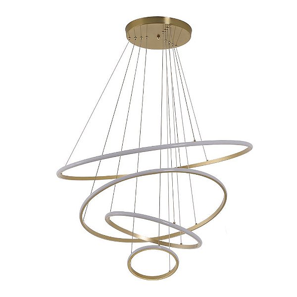 Pendente Led Inverse 20/40/60/80 5m 99W Branco Quente 3000K Dourado - Nordecor