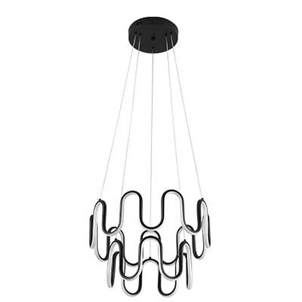 Pendente LED Keli 82W Branco Quente 3000K Preto - Nordecor