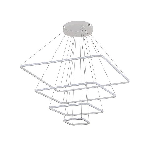 Pendente Led Inverse 4°Aros 120W Branco Quente 3000K Branco Quadrado - Nordecor