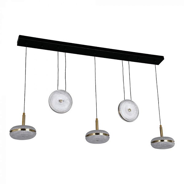 Pendente Led Barok Vis 80w Branco Quente 3000k Dourado/Preto - Nordecor
