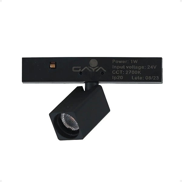 Mini Spot LED Magnético Quadrado 1W 24V 90Lm Preto Ip20 Branco Quente 2700K (kit com 2) - Gaya