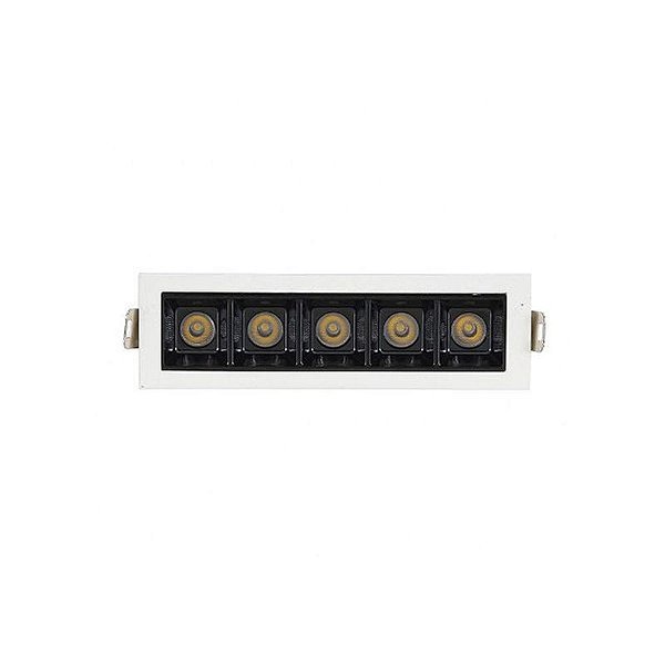 Downlight Spot LED Focco de Embutir 10W 800Lm 24º Direcionável IP20 Bivolt Branco e Preto Retangular Branco Quente 2700K - Gaya