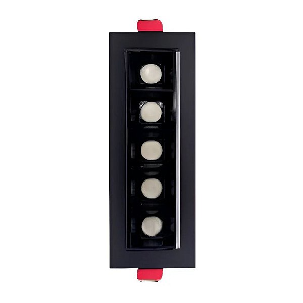 Downlight Spot LED Focco de Embutir 10W 800Lm 24º Direcionável IP20 Bivolt Preto Retangular Natural 4000K - Gaya