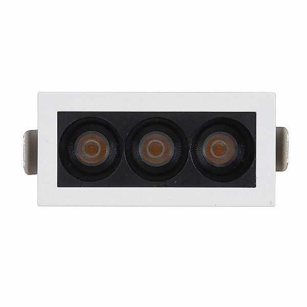 Downlight Spot LED Focco de Embutir 6W 480Lm 24º IP20 Bivolt Branco e Preto Retangular Branco Quente 2700K - Gaya