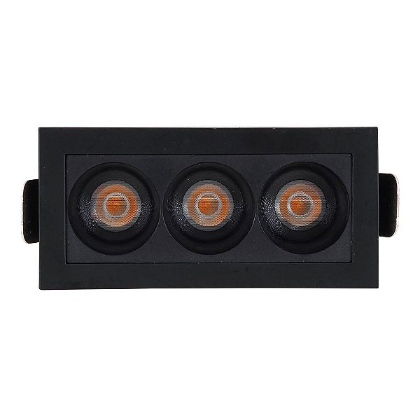 Downlight Spot LED Focco de Embutir 6W 480Lm 12º IP20 Bivolt Preto Retangular Branco Quente 2700K - Gaya