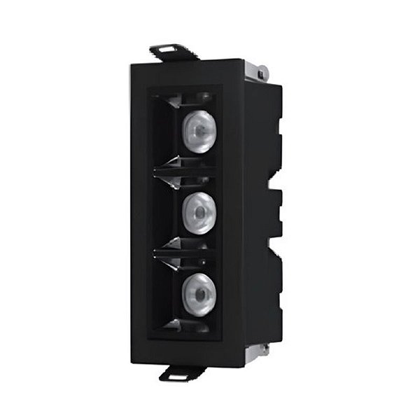 Downlight Spot LED Focco de Embutir 6W 480Lm 24º IP20 Bivolt Preto Retangular Natural 4000K - Gaya