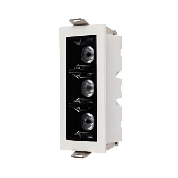 Downlight Spot LED Focco de Embutir 6W 480Lm 12º IP20 Bivolt Branco e Preto Retangular Branco Quente 2700K - Gaya