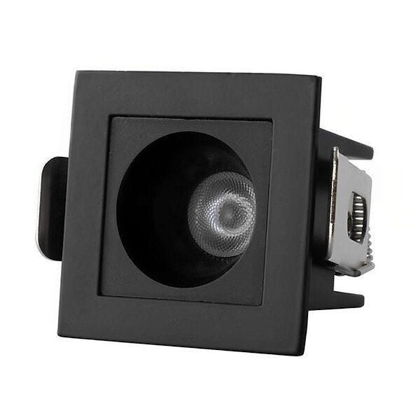 Downlight Spot LED Focco de Embutir 3W 240Lm 24º IP20 Bivolt Preto Quadrado Branco Quente 2700K - Gaya