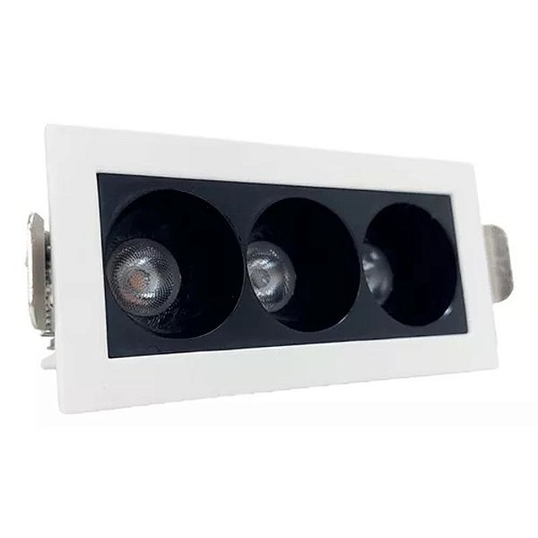 Downlight Spot LED Focco de Embutir 6W 480Lm 24º IP20 Bivolt Branco e Preto Retangular Natural 4000K - Gaya
