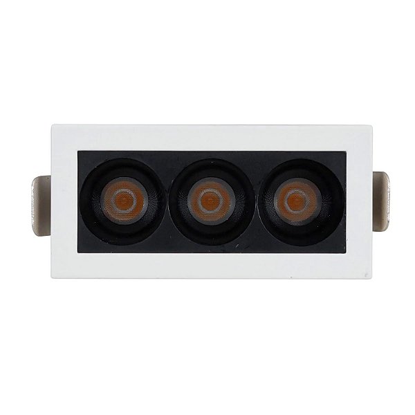 Downlight Spot LED Focco de Embutir 6W 480Lm 12º IP20 Bivolt Branco e Preto Retangular Branco Quente 2700K - Gaya
