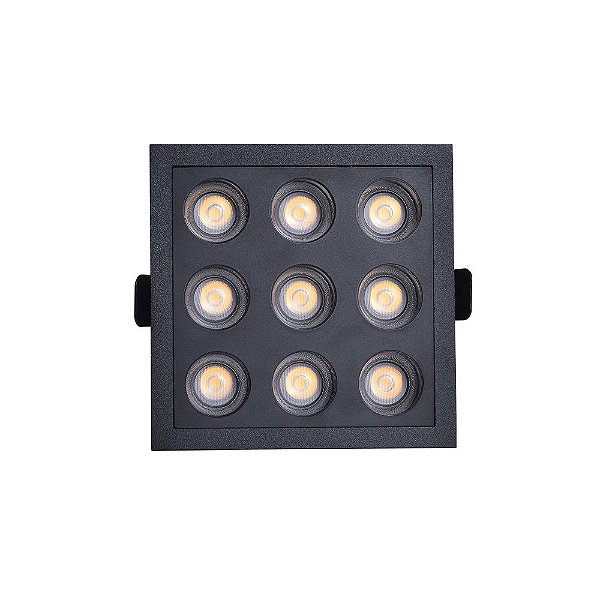Downlight Spot LED Embutir Powerus 18W 38° Branco Quente 3000K IRC90 Preto - Nordecor