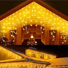 Cascata de LED 400L FIXO 110V 10M Blindada Branco Quente Tomada M/F Fio Branco