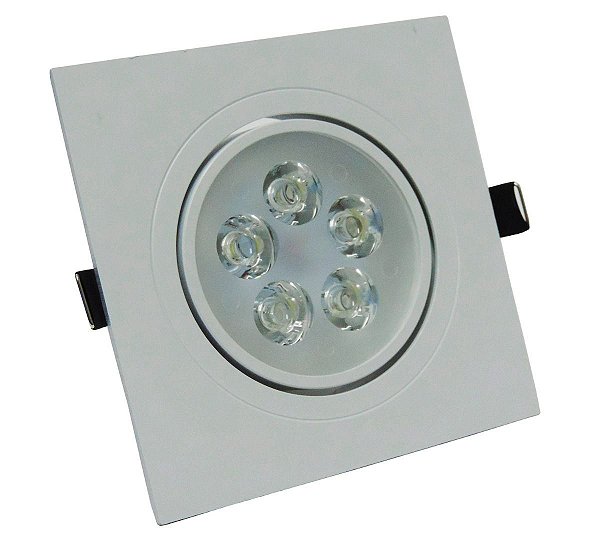 Spot LED 5w SMD Embutir Quadrado Direcionável Branco Frio 6000k
