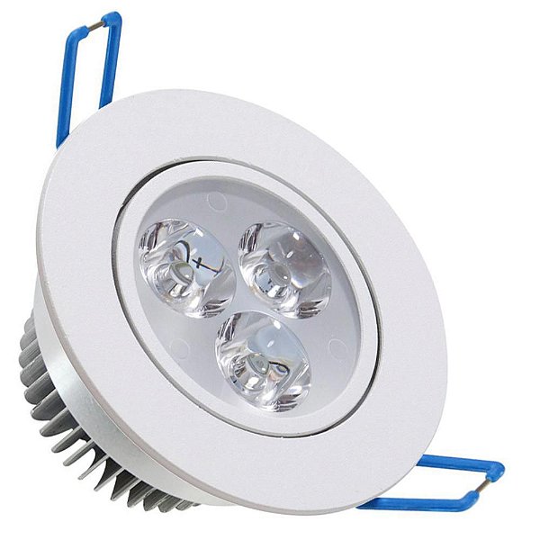 Spot LED 3W SMD Embutir Redondo Direcionável Branco Quente 3000K