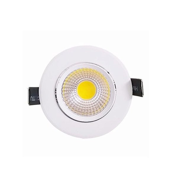 Spot LED 7w COB Embutir Redondo Direcionável Branco Quente 3000K