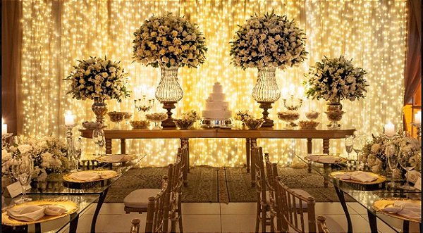 Cortina LED 500 Leds 3x2 metros Branco Quente 110V