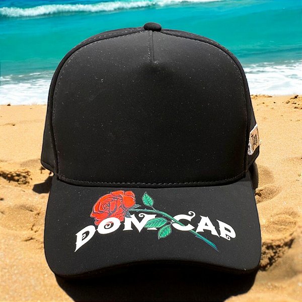 Boné Dom Cap Preto Rosa vermelha