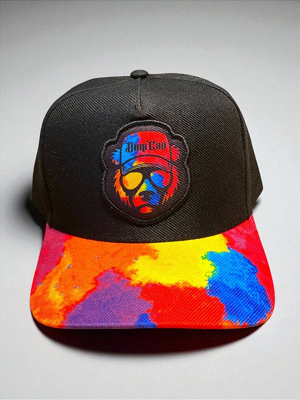 Boné Dom Cap preto logomarca tecido sublimando.