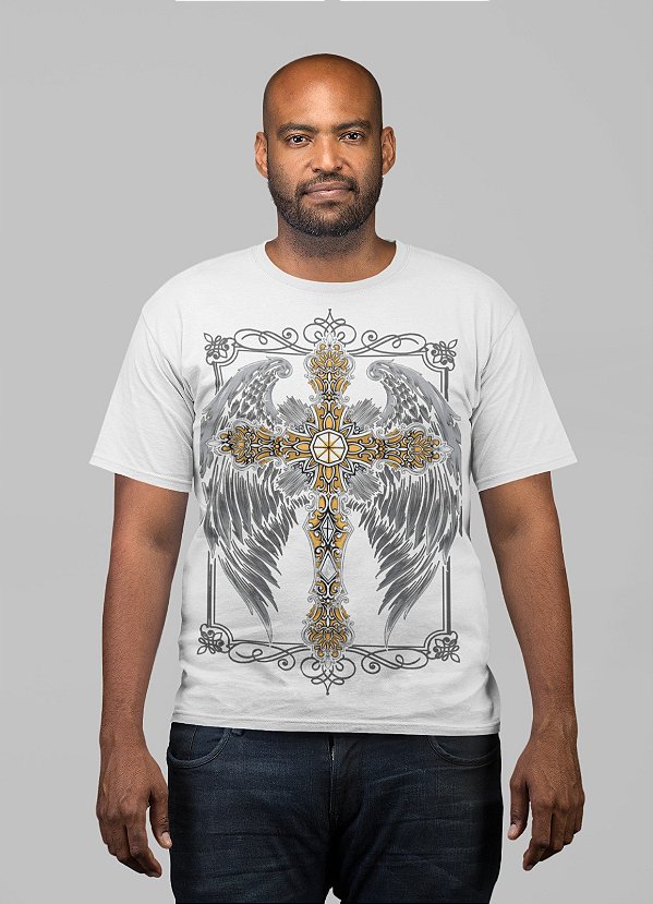Camisa básica evangélica "Cruz c/ Asas"