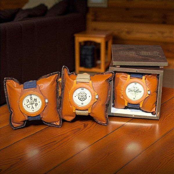 Relógio Dom Cap em Madeira e Couro Leve