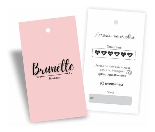 Tags frente e verso com furo 3mm 1.000 unidades