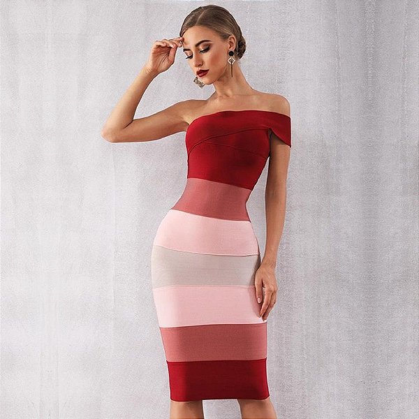 vestido bandagem acetinada